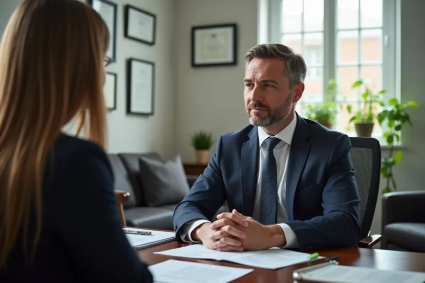 family law attorney consulting clients