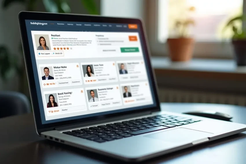 laptop screen displaying lawyer profiles chosen over personal