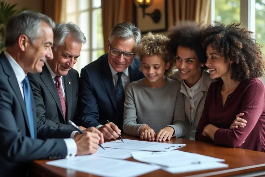 estate planning attorney guiding blended family through legal documents