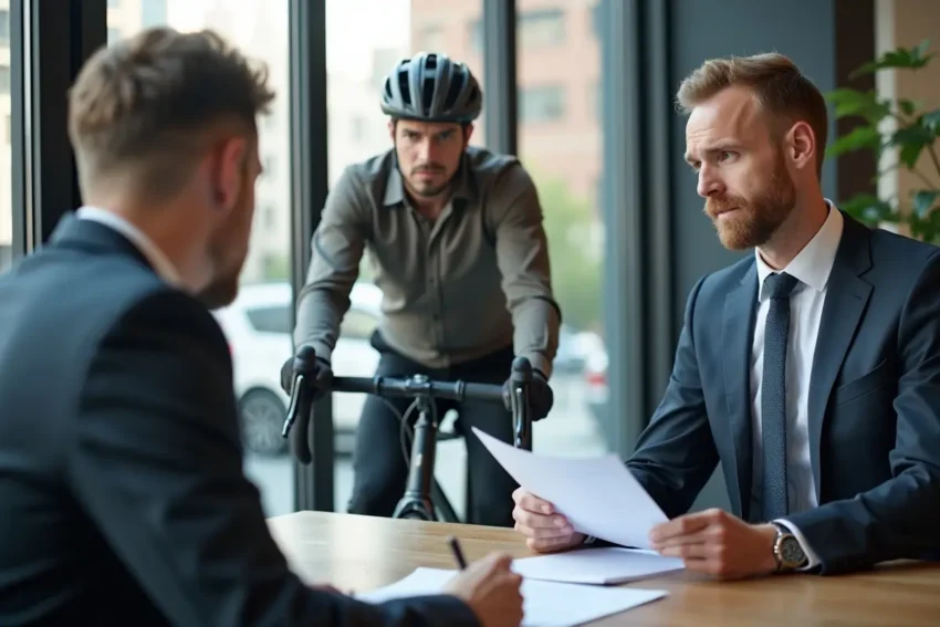 cyclist consulting lawyer about accident claim challenges in city
