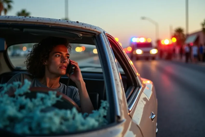 driver calling for help after henderson car accident emergency
