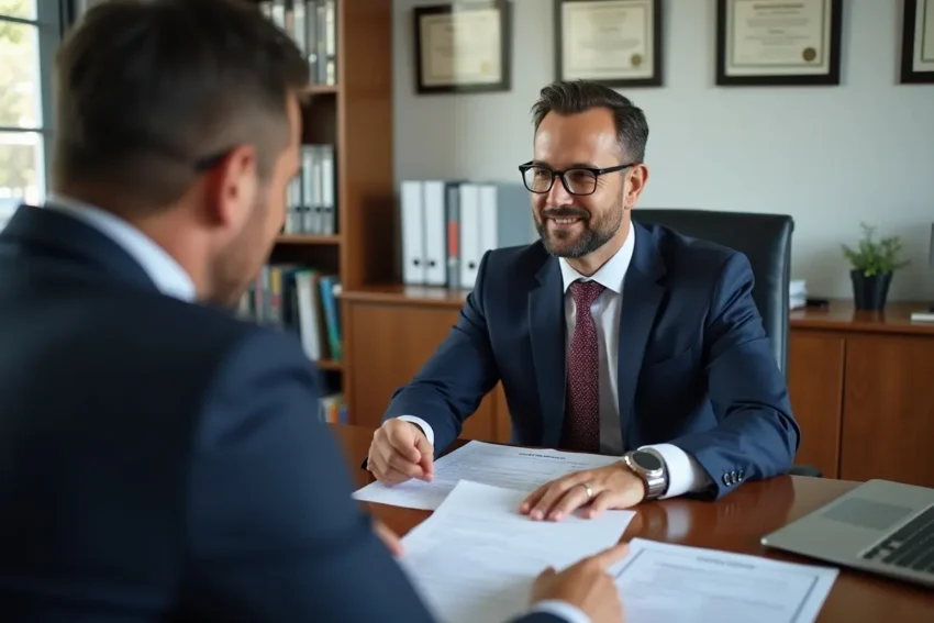 injured driver discussing important post-accident questions with truck accident lawyer