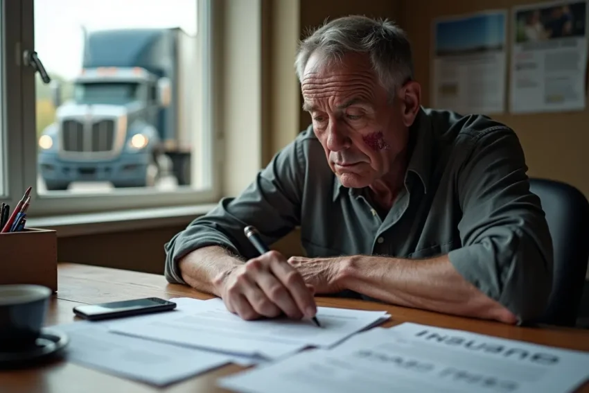 injured truck accident victim reviewing insurance company tactics and rights