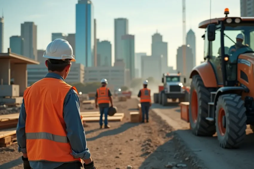 austin construction workers at active job site