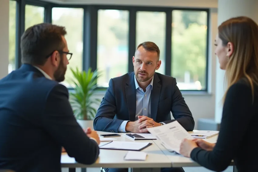 business owner meeting financial partner about tax compliance