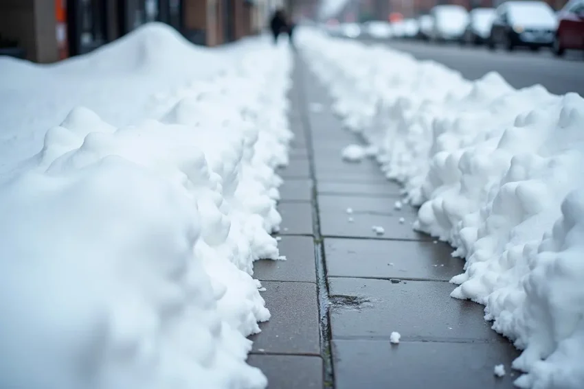 snow piles hiding winter curbs and trip hazards