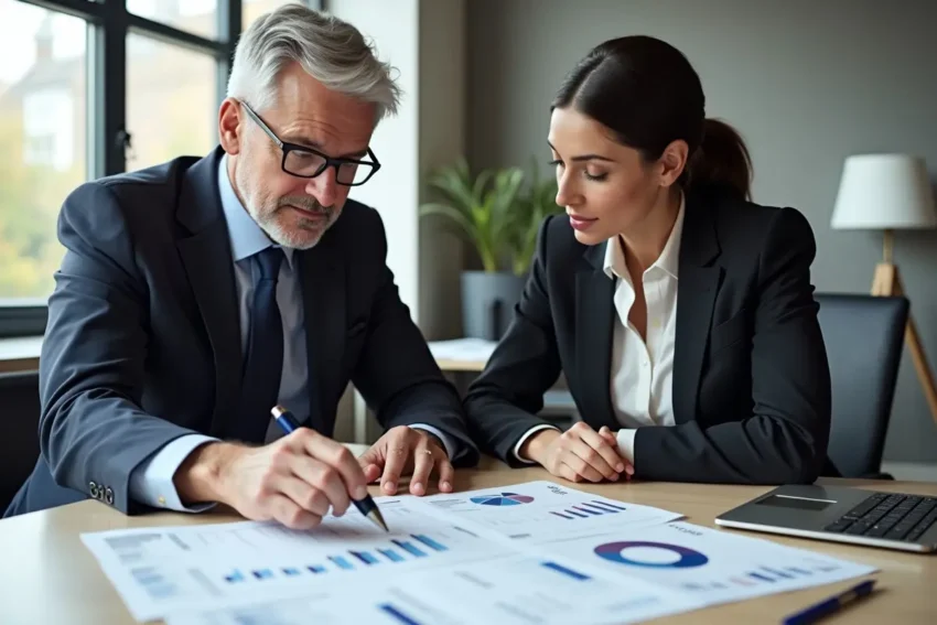 financial advisor reviewing complex assets during divorce planning