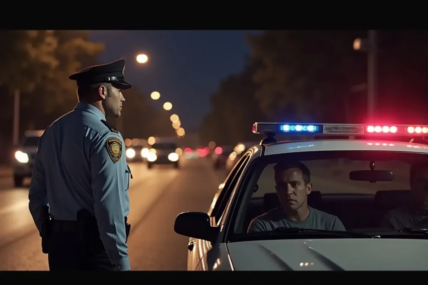 driver interacting with police officer during dui traffic stop scenario