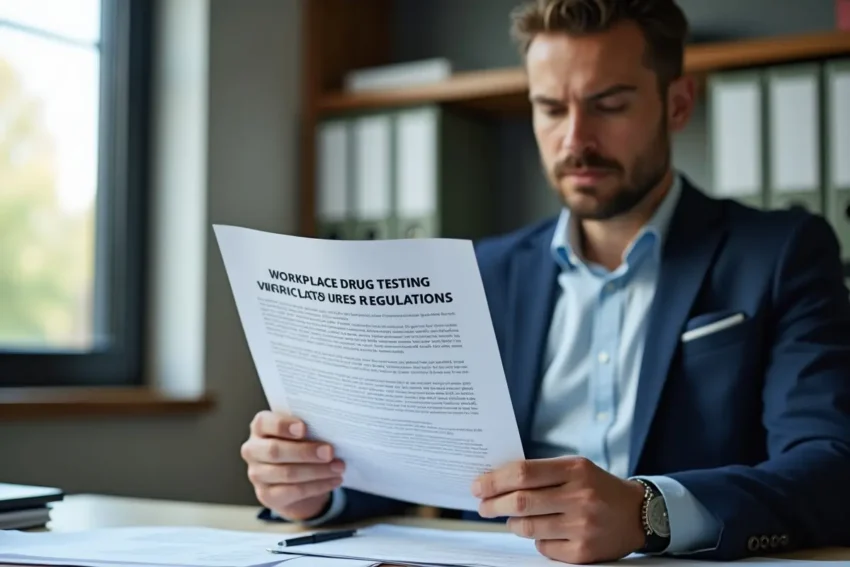 employer reviewing workplace drug testing compliance regulations