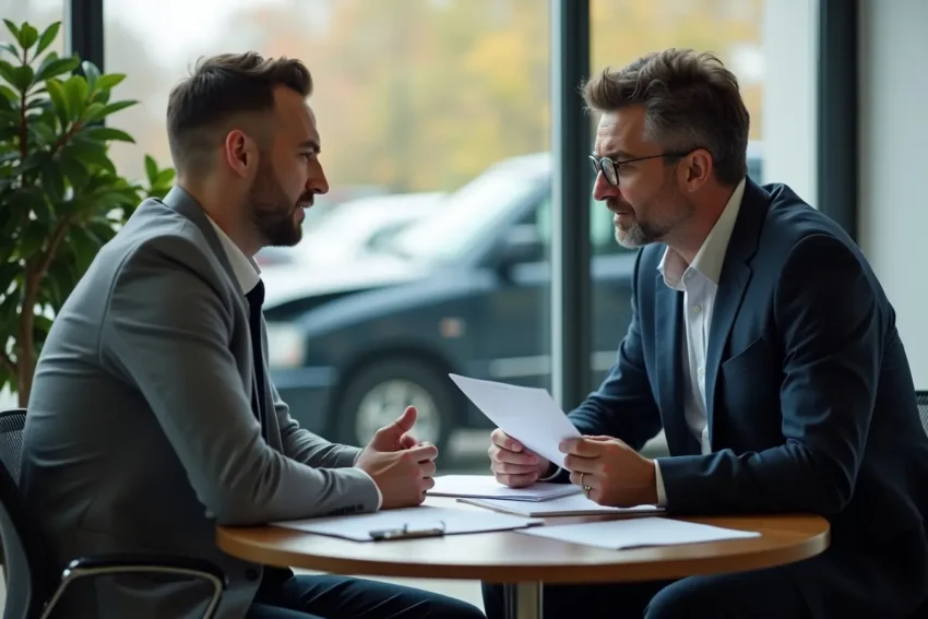 driver reviewing legal rights after vehicle accident with attorney