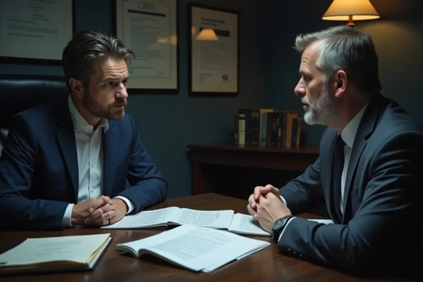 person consulting legal professional about assault charges and personal rights